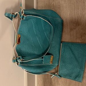 Burberry Signature Grain Check Turquoise Canterbury Tote NWOT